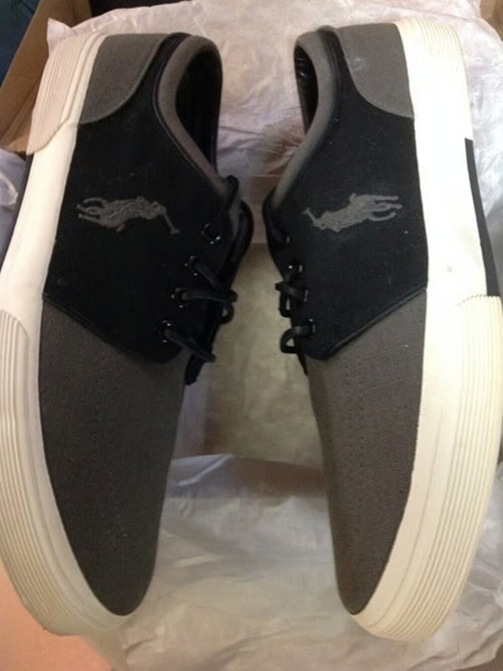 Polo Ralph Lauren Men's Gray & Black Canvas Sneakers 11.5D(Medium) New in Box